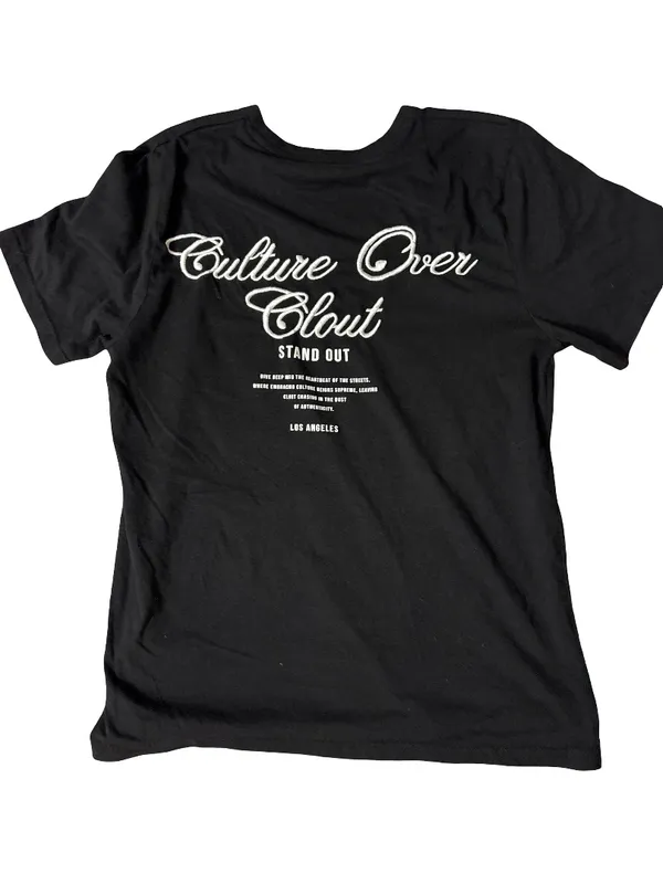 Culture Over Clout Black Graphic Tee Size L - Image 2