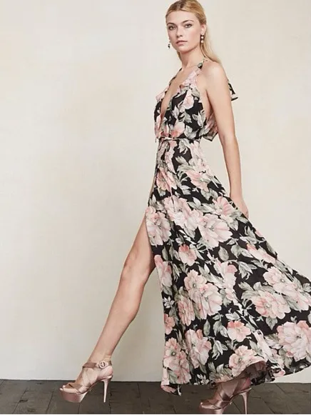Reformation • Arianna Dress maxi wrap gown De Marie dark floral - Image 8