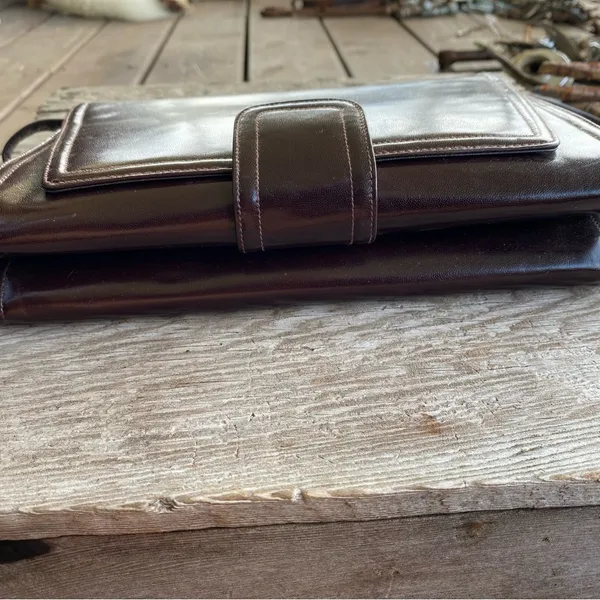 Susan Gail Leather Shoulder/Clutch Bag Brown - Image 7