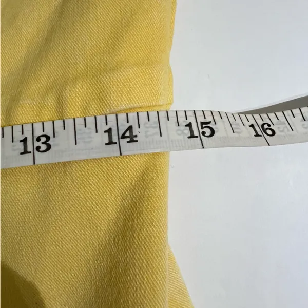 Retrofête Willa Yellow Denim Mini Dress Ruched Button Front Italy M - Image 12