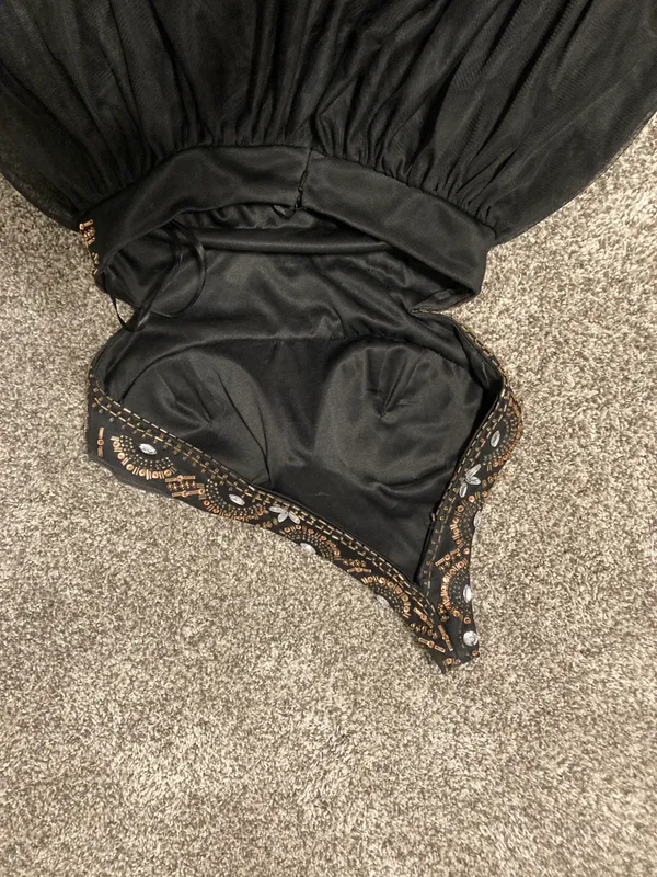Black Embellished One Shoulder Dress - Image 3