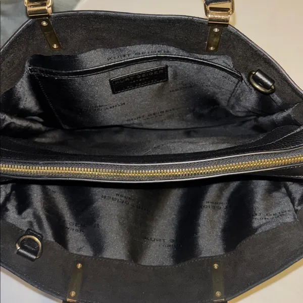 Kurt Geiger London Emma Tote Black Textured Leather Handbag Gold Toned Hardware - Image 8