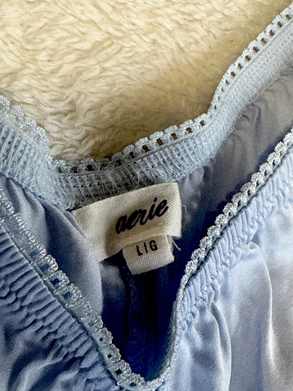 Aerie blue satin pajama shorts L - Image 2