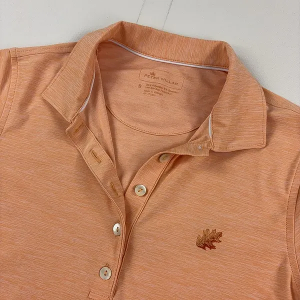 Peter Millar Polo Shirt Womens Small Orange Short Sleeve UPF 50 Golf Stretch - Image 2