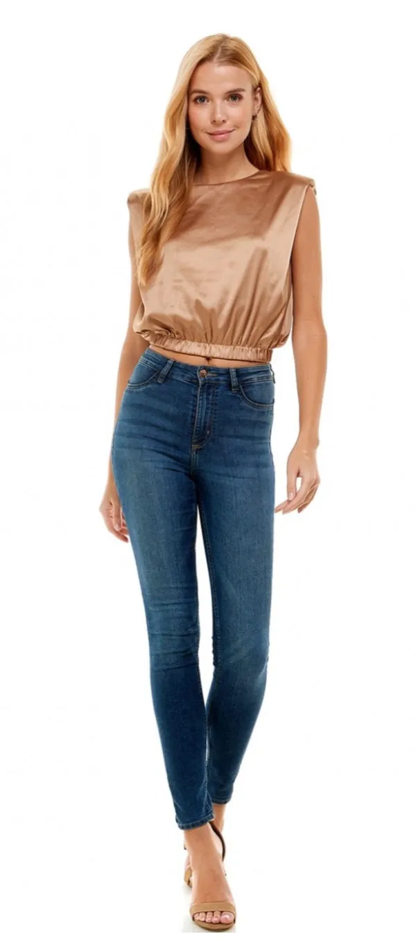The Clothing Exchange | NWOT | Satin Muscle Top | S | Bronze | CT7484 - Image 3