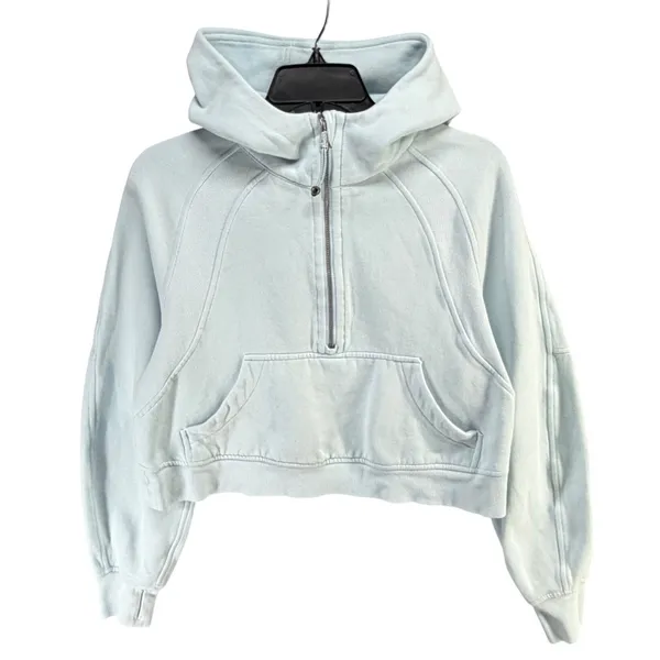 Lululemon Scuba Oversized Half-Zip Hoodie Womens XS-S Powder Blue Fleece Casual - Image 2