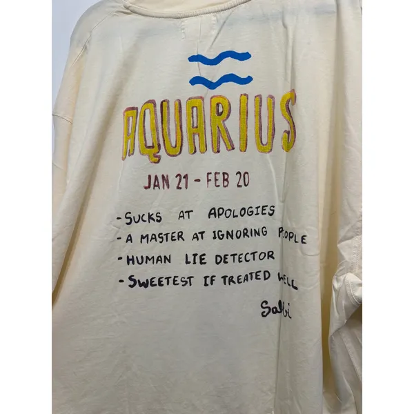 Free People Sabbi Aquarius Zodiac Graphic T-Shirt Cream Oversized Large NWT - Image 5