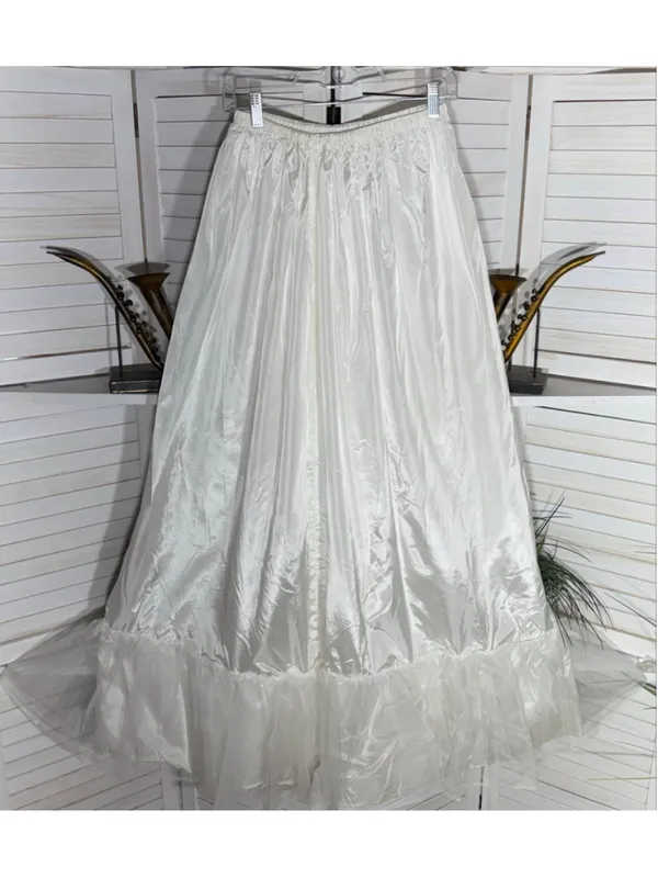 Vintage white lace skirt ruffled petticoat bridal wedding crinoline costume M - Image 2