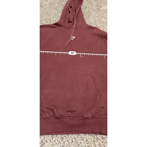 Gymshark Womens XS Pullover Hoodie Cherry Brown Burgundy GLP04431 Logo Fleece - Image 6
