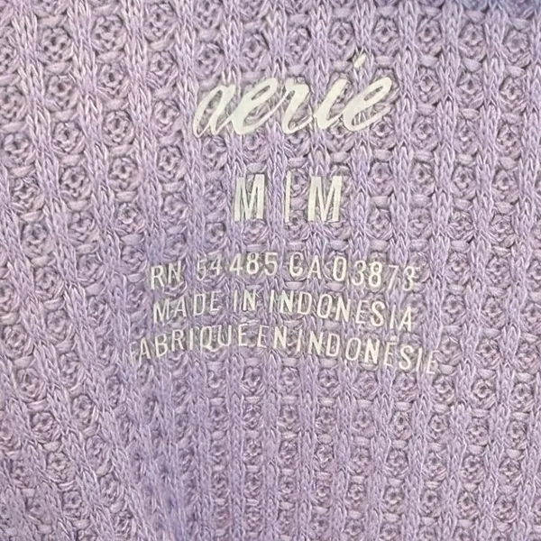 Aerie Lavender Purple Waffle Knit Faux Wrap Long Sleeve Top V-Neck Medium - Image 7