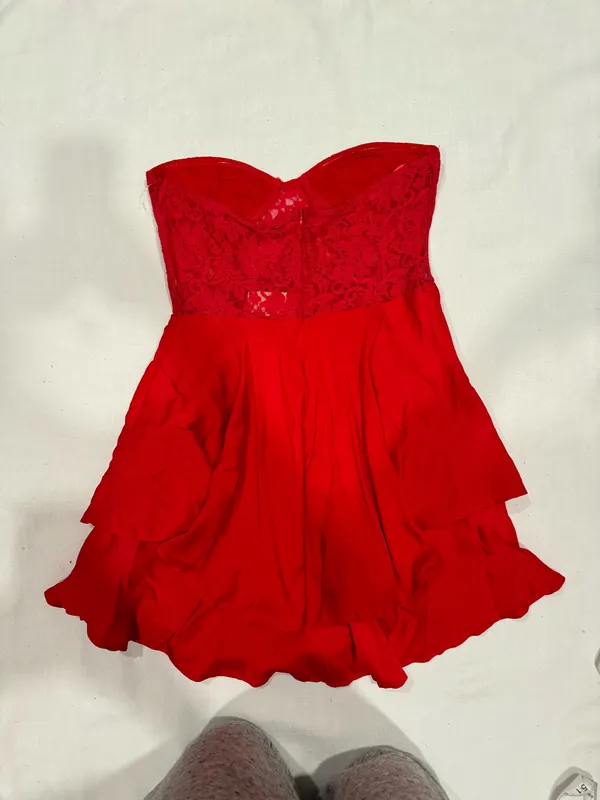 NWT Saints + Secrets Red Lace Corset Dress Medium - Image 4