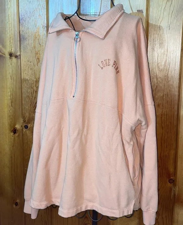 Pink Victoria’s Secret crew neck pullover sweatshirt sparkly pink/peach size XL​ - Image 2