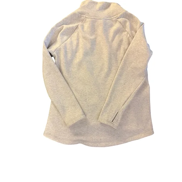 Athleta Cozy Karma Asym Pullover M/P Gray Heather Zip Neck Petite Sweatshirt - Image 9