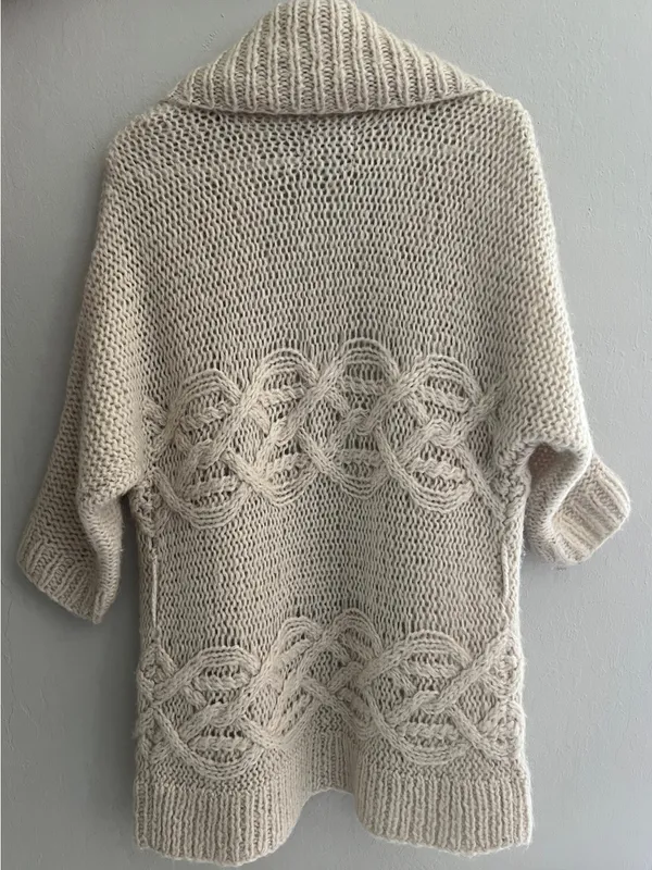 American Eagle Wool Mohair Open Front Chunky Knit Shawl Cardigan Y2K L - Image 3