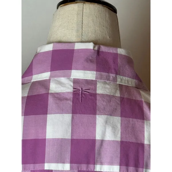 Tyler Boe Shirt Women Medium Purple White Gingham Long‎ Sleeve Button Down Tunic - Image 7