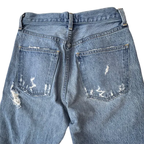 AGOLDE‎ 90s Jean Womens 23 High Rise Straight Leg Distressed Blue Denim Grunge - Image 4