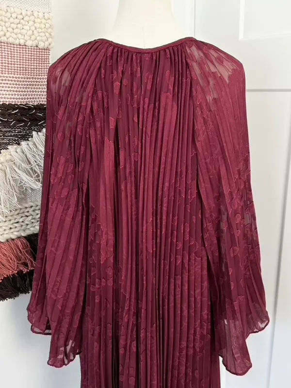 Anthropologie Toulon Pleated Dress Plum Size S NWT - Image 8