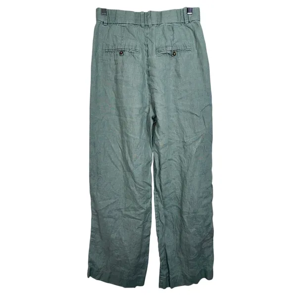 Abercrombie & Fitch Sage Green Linen Wide Leg Dress Pants Trousers Women Size 27 - Image 3