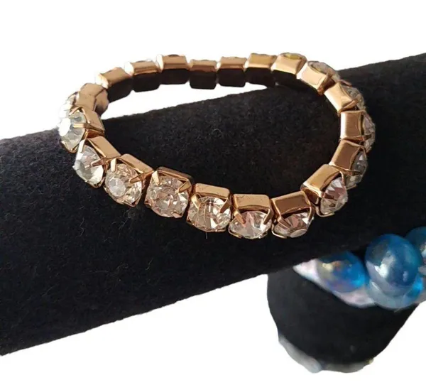 Geometric Crystal Stretch Bracelet / Rhinestones - Image 2