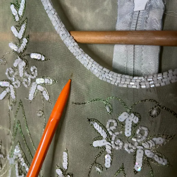 Vintage Green Silk Heavy Beaded Sleeveless Top Boho Fairycore Chic Forest Nymph - Image 10