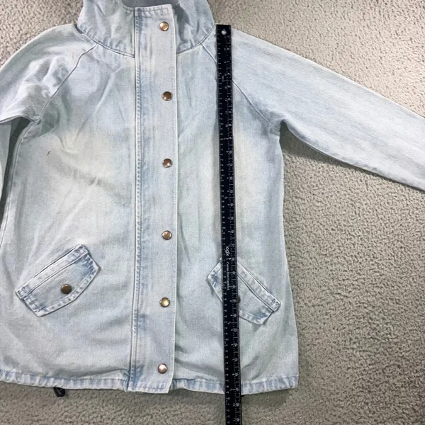 Oversized Denim Cargo Parka Jacket M Gorpcore Utility Field Coat Blue Light Wash Size M - Image 10