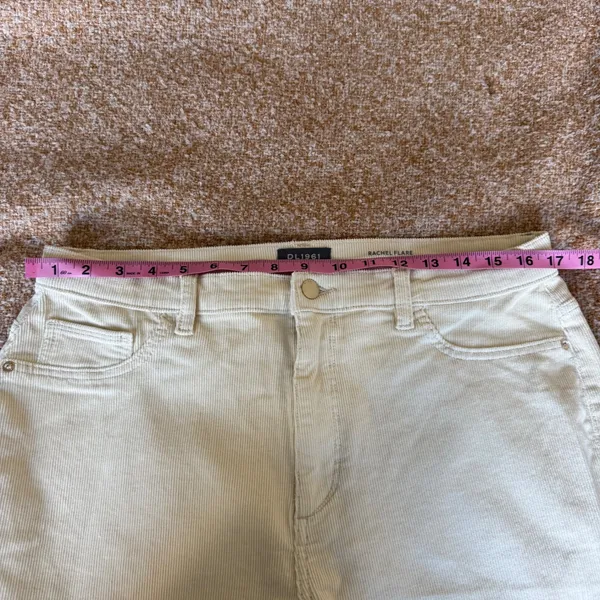 DL1961 Rachel Flare Ultra High Rise Instasculpt Corduroy Pants Eggshell 32 - Image 5
