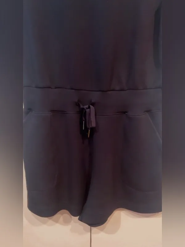 Spanx Airluxe Romper Black Size M Short Sleeve Lounge Athleisure - Image 4