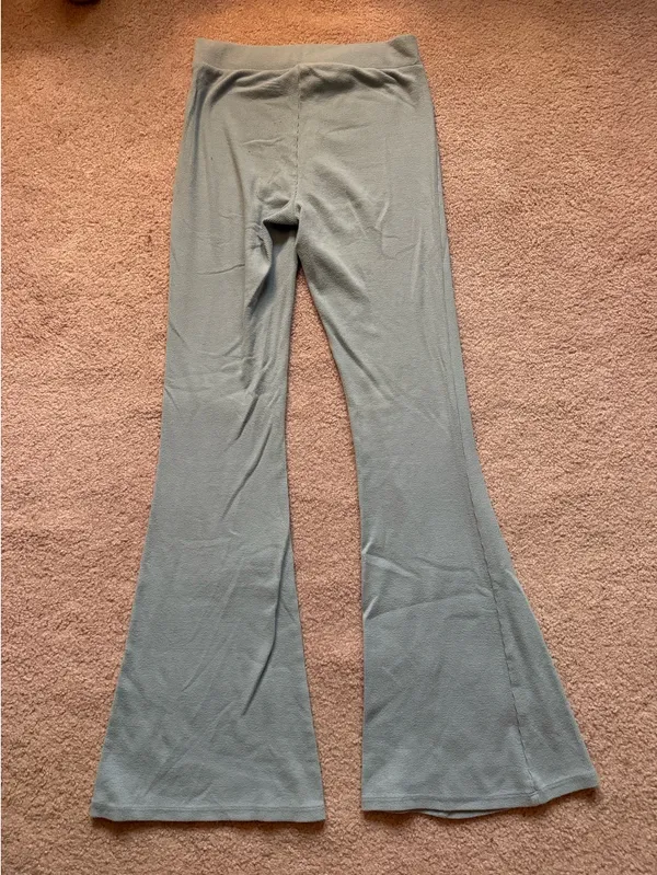 Aerie Ribbed Light Blue Flare Leggings - Image 4