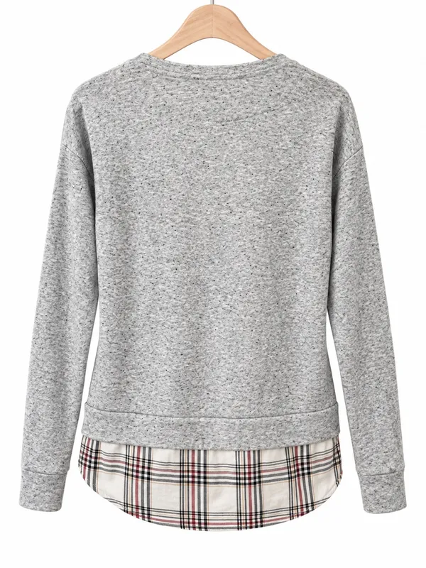 IZOD Cottagecore preppy southern soft crewneck top W layered plaid tie detail L - Image 3