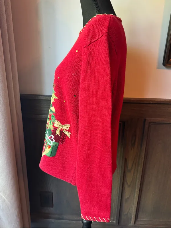 Vintage tiara international ugly Christmas sweater large - Image 2