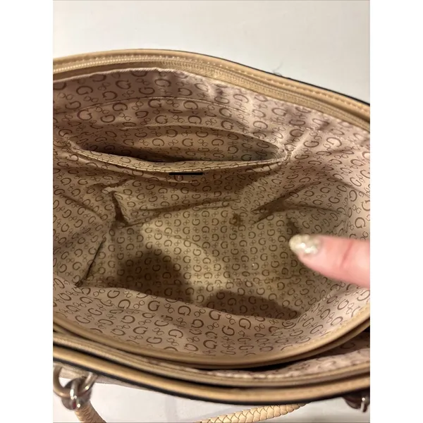 Guess Handbag Purse‎ Satchel Beige Tan 1981 Rope Handle Design Classic - Image 11