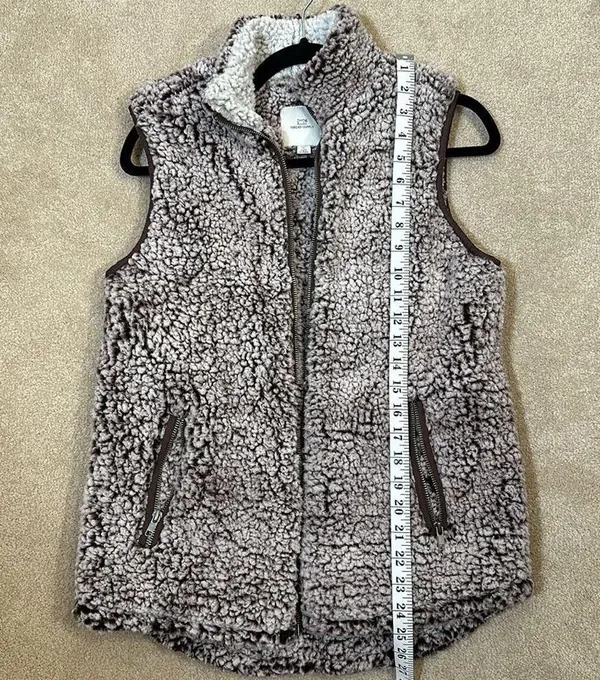Thread + Supply Brown Off White Sleeveless Sherpa Vest Women Size Small - Image 3