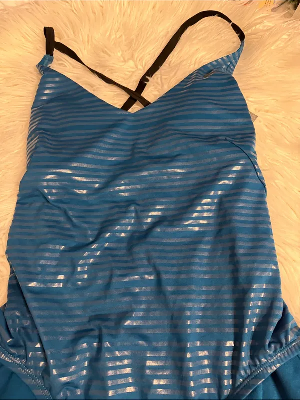 Nike Teal Blue Striped One-Piece Swimsuit size L brand new - Image 8