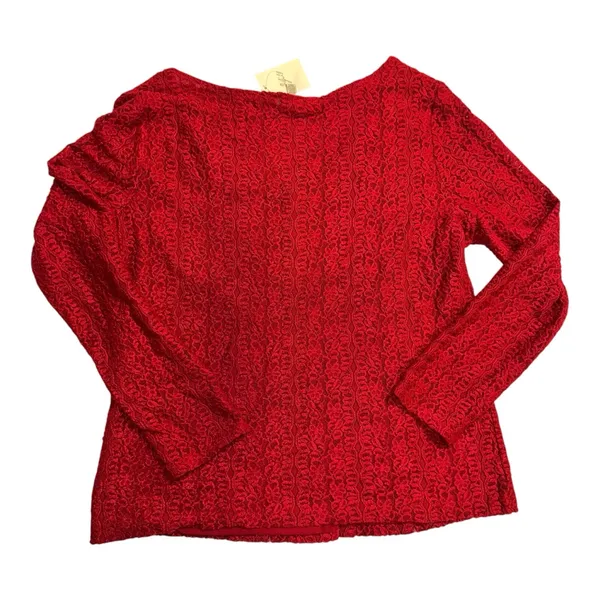 NWT J JILL Preppy‎ Scarlet Lace Overlay Button-Up Stretch Cardigan - large - Image 2