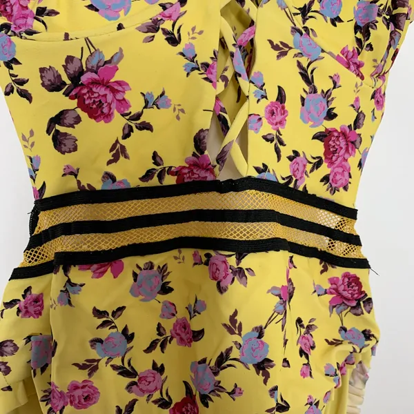 For Love & Lemons Paulina Laced One Piece Swimsuit Womens Yellow XS - Image 9