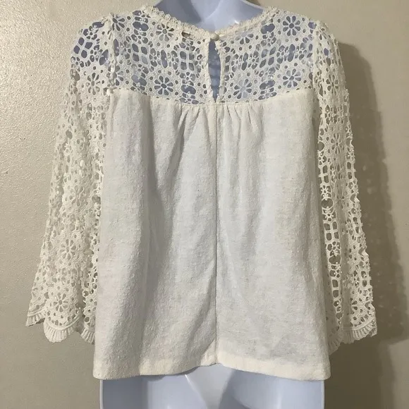 Eri+Ali for Anthropologie Marigold Lace‎ Blouse XS Coastal Cowgirl Bohemian Boho - Image 4