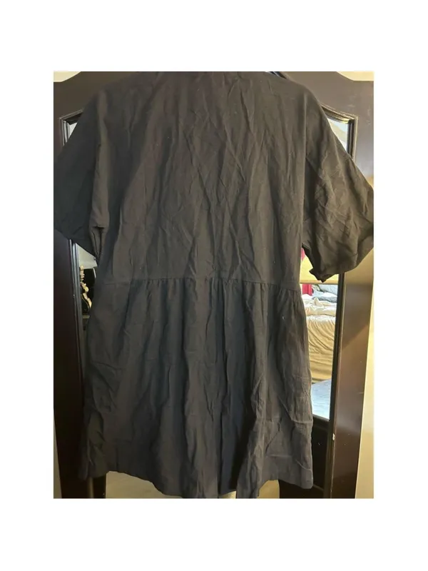NEW Button Down Linen Shorts Rompers Collared Pockets L Black Size L - Image 6