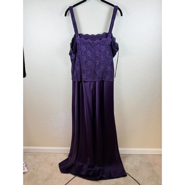 Alex Evenings Gown Formal Dress‎ Women 16 Purple Sequin Lace Satin Elegant - Image 4