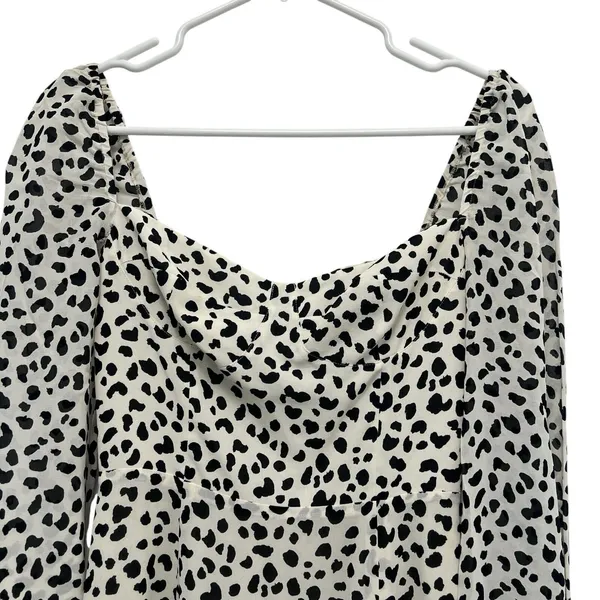 Reformation Shelby Dress Ocelot White Black Print Midi Slit Bustier Chic Size 0 - Image 6