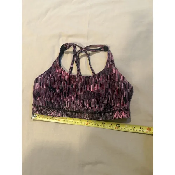 Lululemon Energy Bra Downpour Electric Coral Black Pink Workout Yoga No Pads 10 - Image 2