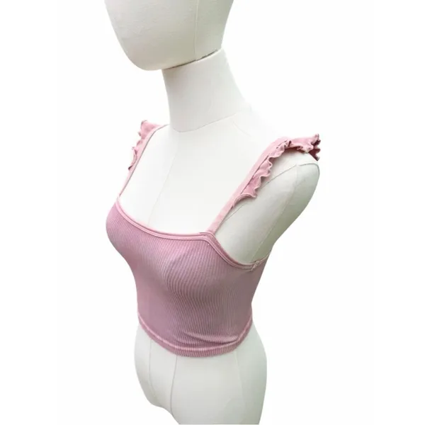 Free People Movement Happiness Runs Flirty Crop Tank Pink XS/S Ribbed Balletcore - Image 3