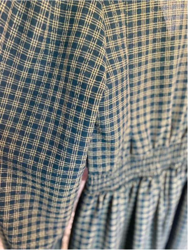 New In Cottagecore Plaid Midi Dress French Country Prairie Romantic L Quiet Luxe - Image 4