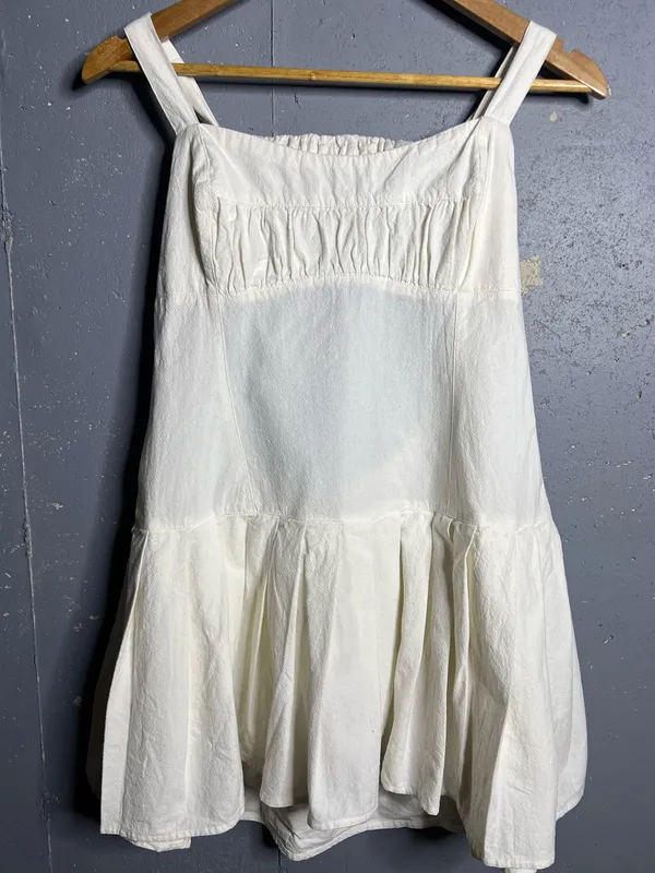 Free People Azasia Minidress in Ivory. Size Large Cotton, dropped waist - Image 4