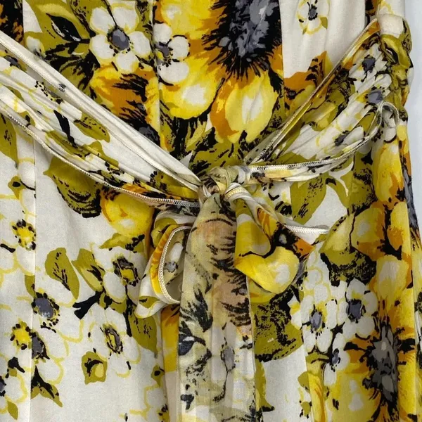 Forever 21 Flower Print Strapless Mini Dress Cream Yellow Sundress Womens L - Image 9