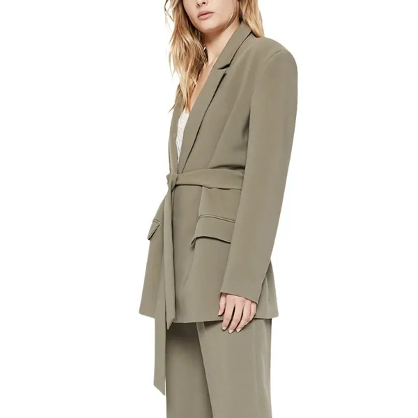 NWT Bardot Womens Size Large Khaki Olive Belted Notched Lapel Blazer Jacket NEW - Image 3