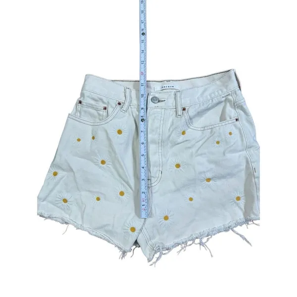 PacSun Daisy Embroidered‎ Ultra High Waisted Vintage Denim Shorts Sz 26 - Image 8