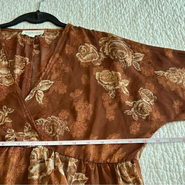 ✨ Whiteroom + Cactus Brown Floral Sheer Long Sleeve‎ Top Small - Image 9