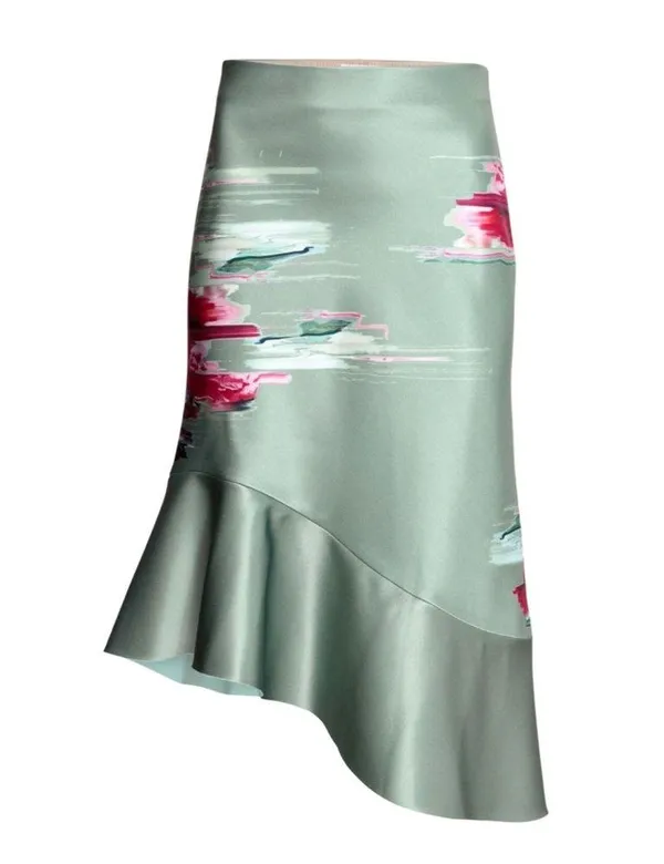 H&M Conscious Exclusive light green asymmetrical skirt Size 4 - Image 2