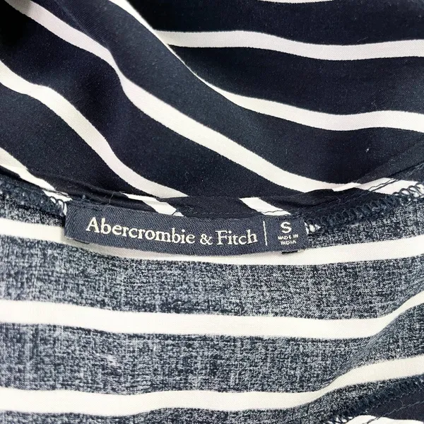 Abercrombie Womens Stripe V-Neck Blouse Top S Navy White Nautical Coastal Preppy - Image 5