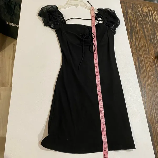 Princess Polly Black Puff Sleeve Mini Dress US 6 Tie Front Party Dress - Image 7